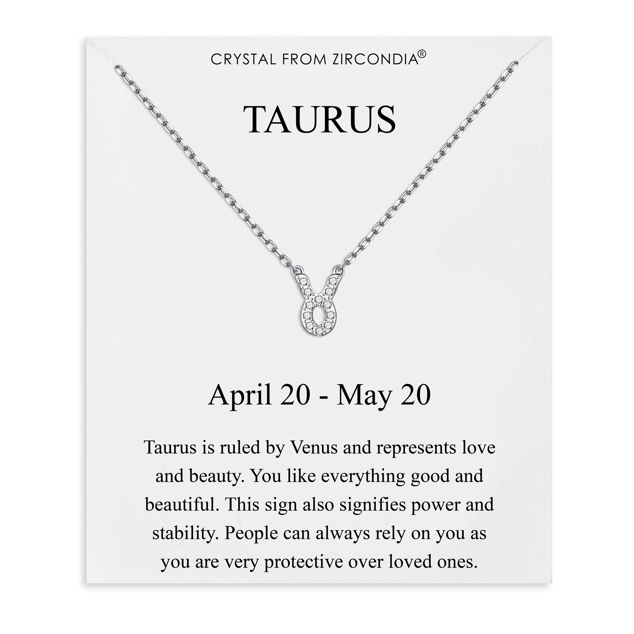 Taurus Zodiac Star Sign Necklace Created with Zircondia® Crystals