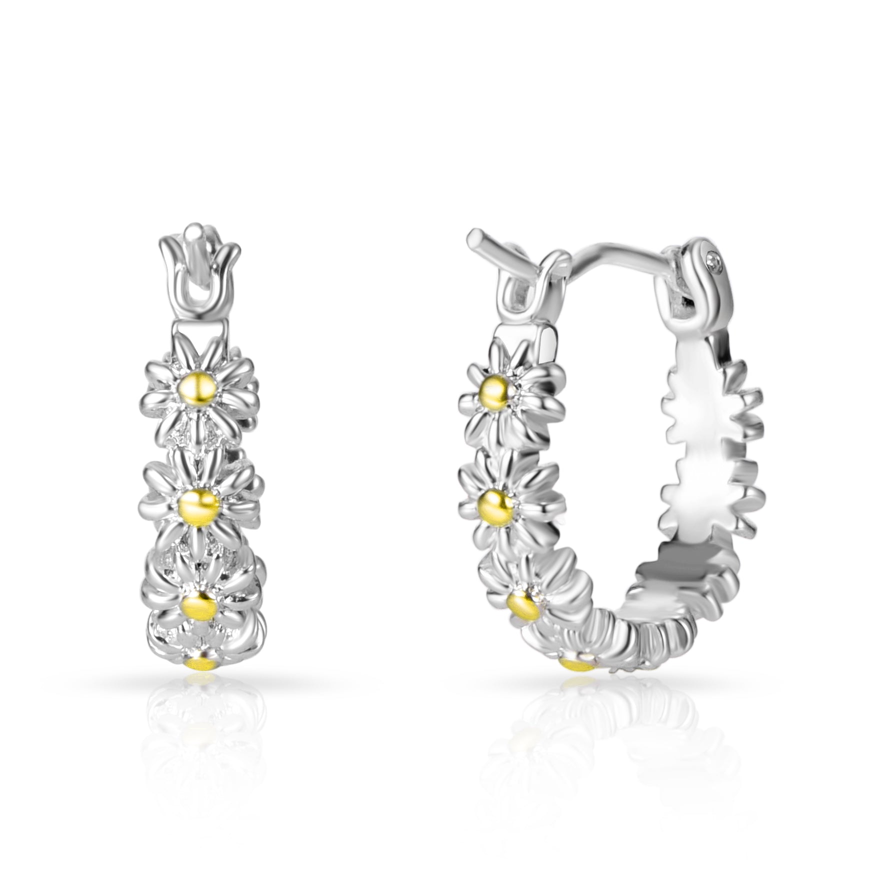 Thank You For Helping Me Grow Daisy Hoop Earrings - Philip Jones Jewellery