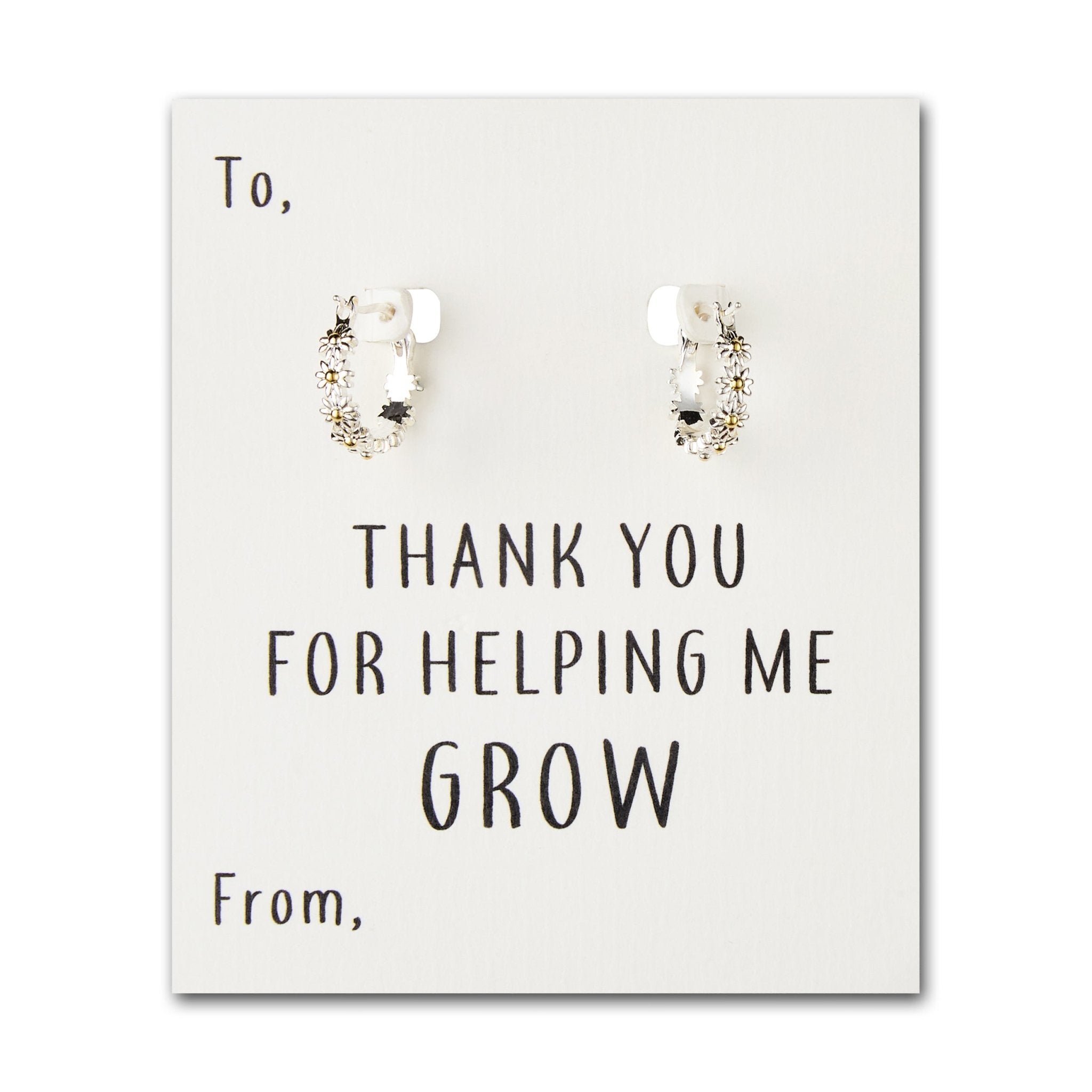 Thank You For Helping Me Grow Daisy Hoop Earrings - Philip Jones Jewellery