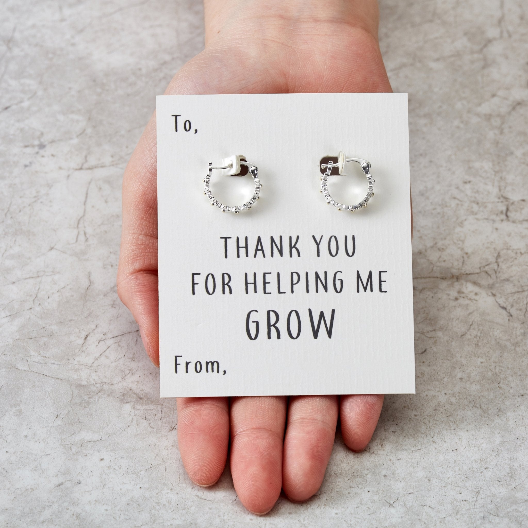 Thank You For Helping Me Grow Daisy Hoop Earrings - Philip Jones Jewellery