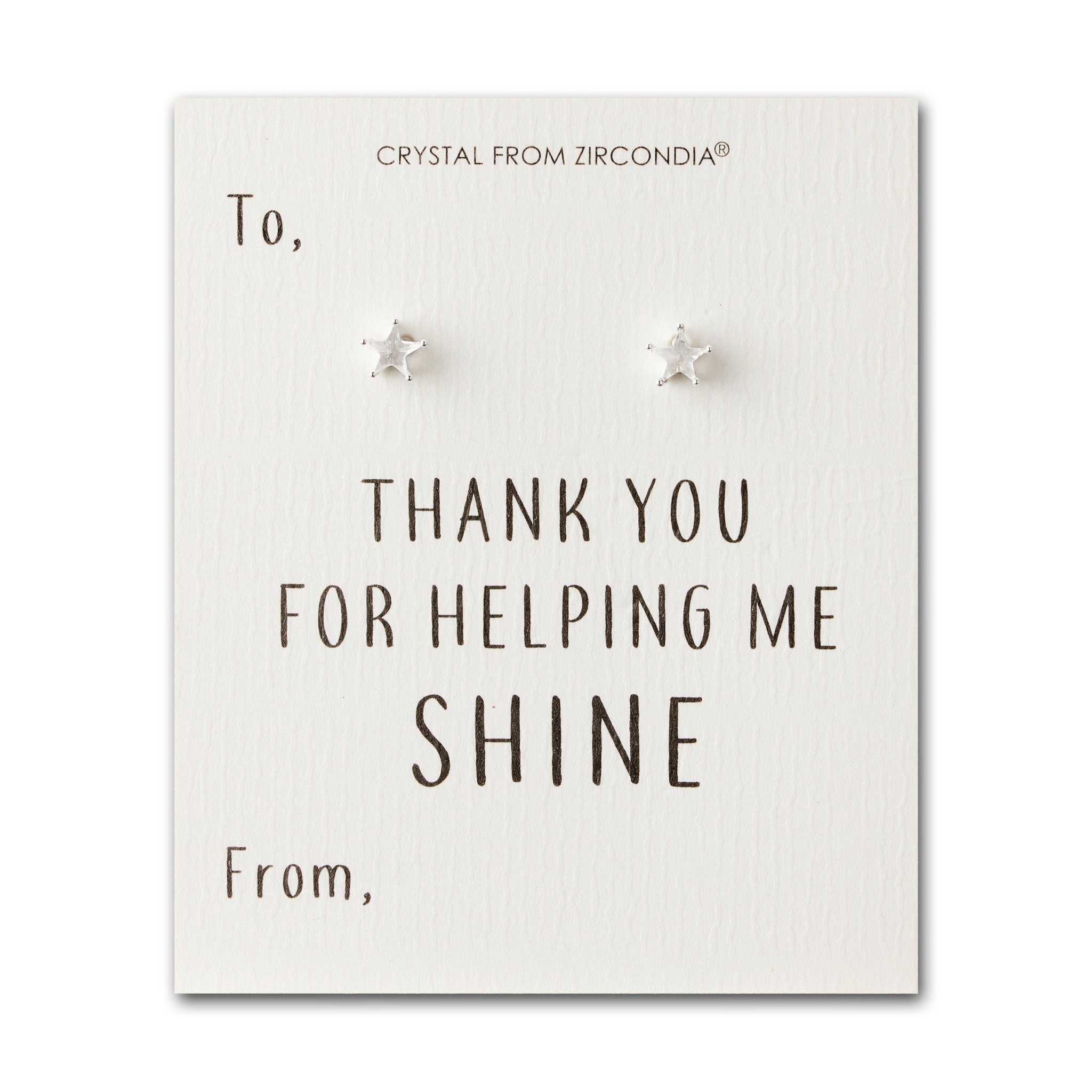 Thank You For Helping Me Shine Star Earrings Created with Zircondia® Crystals - Philip Jones Jewellery