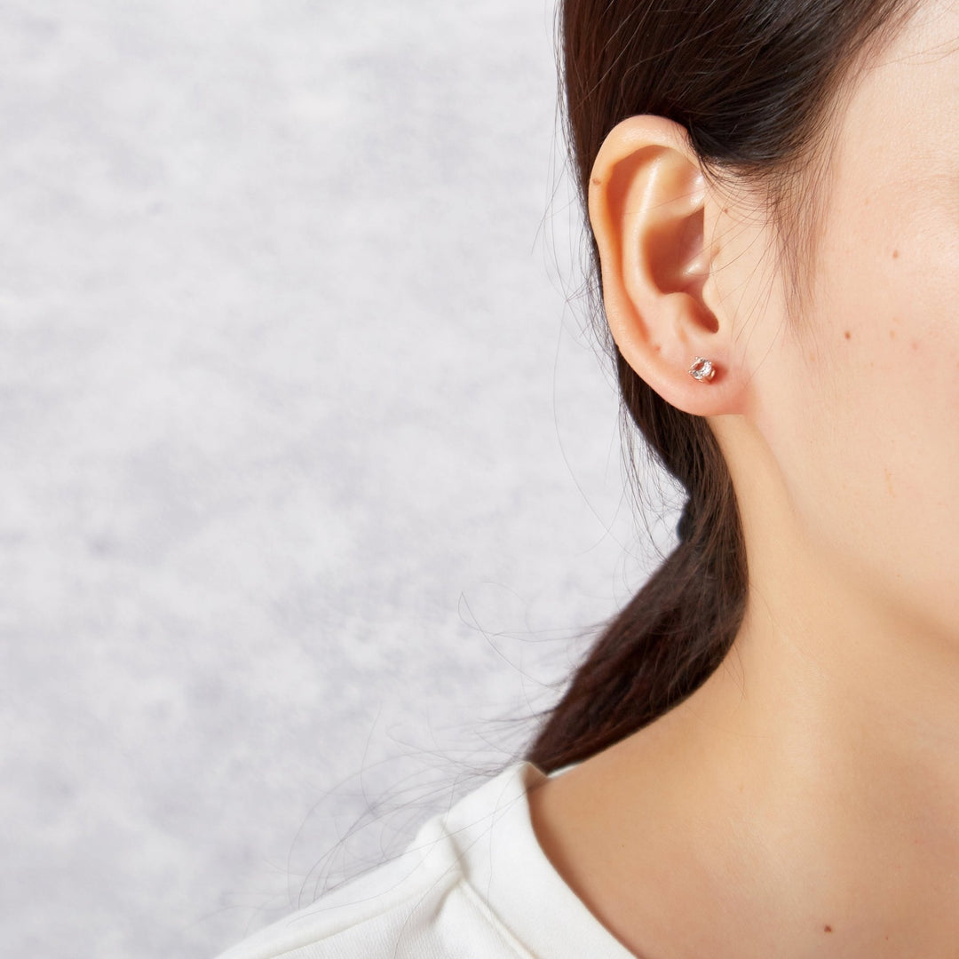 Three-Pack Silver Plated Stud Earrings With Zircondia Crystals - 4mm, 5mm, 6mm Sizes | Gift Box Included