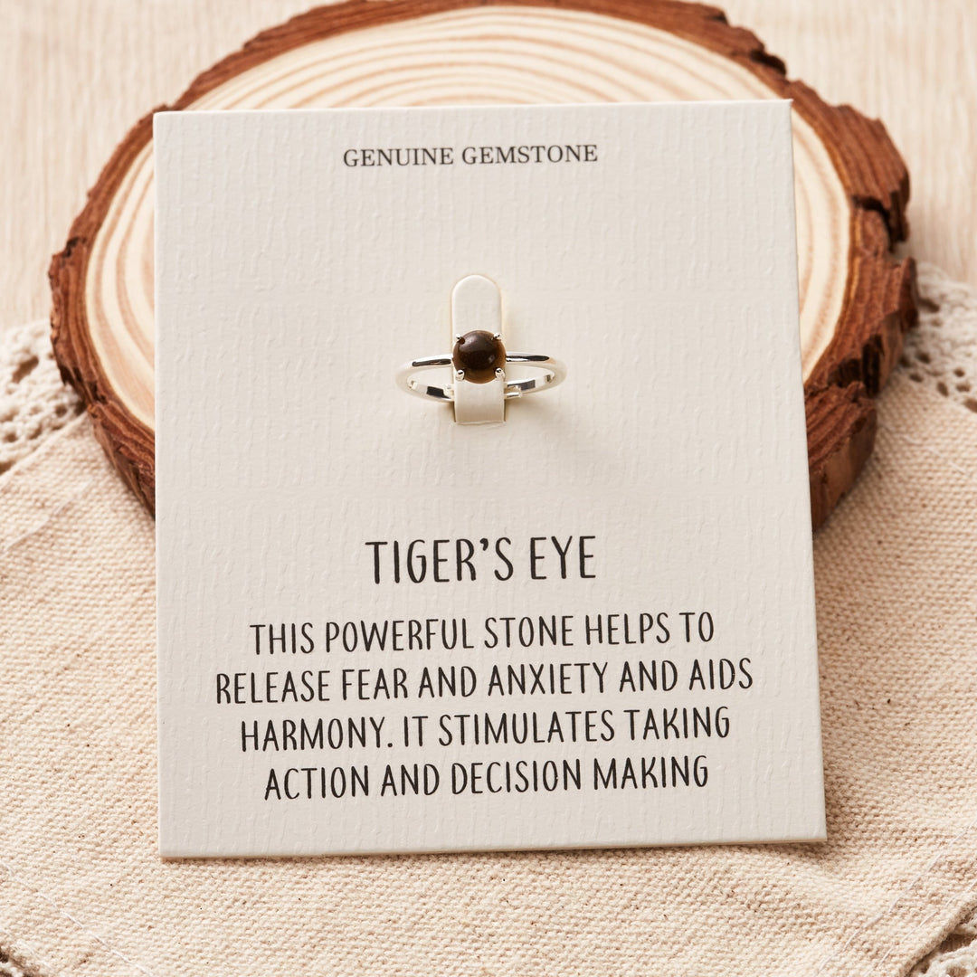 Tigers Eye Adjustable Ring with Quote Card - Philip Jones Jewellery