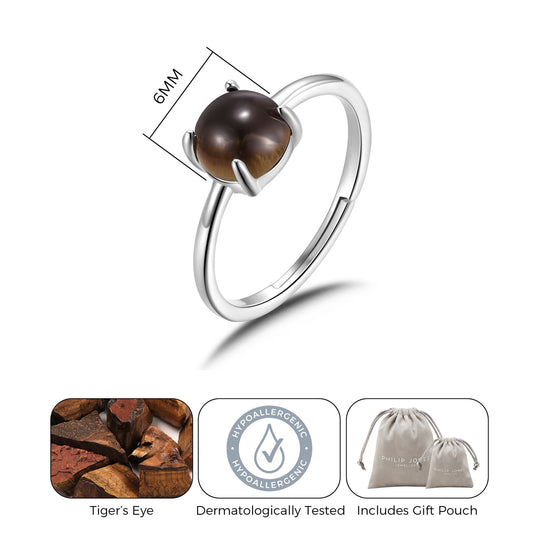 Tigers Eye Adjustable Ring with Quote Card - Philip Jones Jewellery