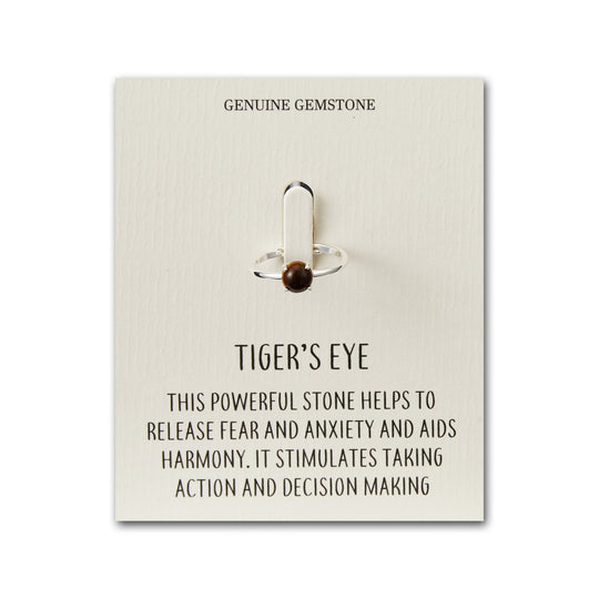 Tigers Eye Adjustable Ring with Quote Card - Philip Jones Jewellery