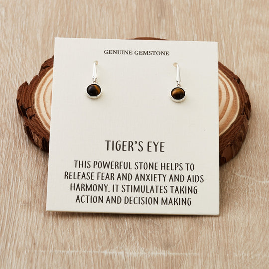 Tiger's Eye Drop Earrings with Quote Card - Philip Jones Jewellery