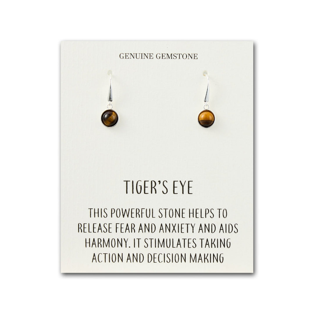 Tiger's Eye Drop Earrings with Quote Card - Philip Jones Jewellery