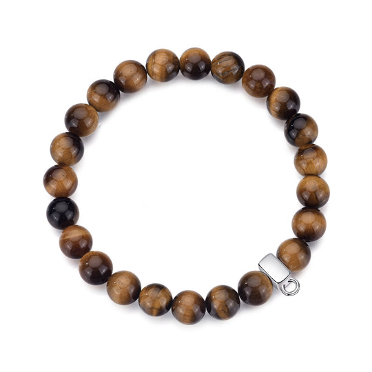 Tiger's Eye Gemstone Charm Stretch Bracelet - Philip Jones Jewellery