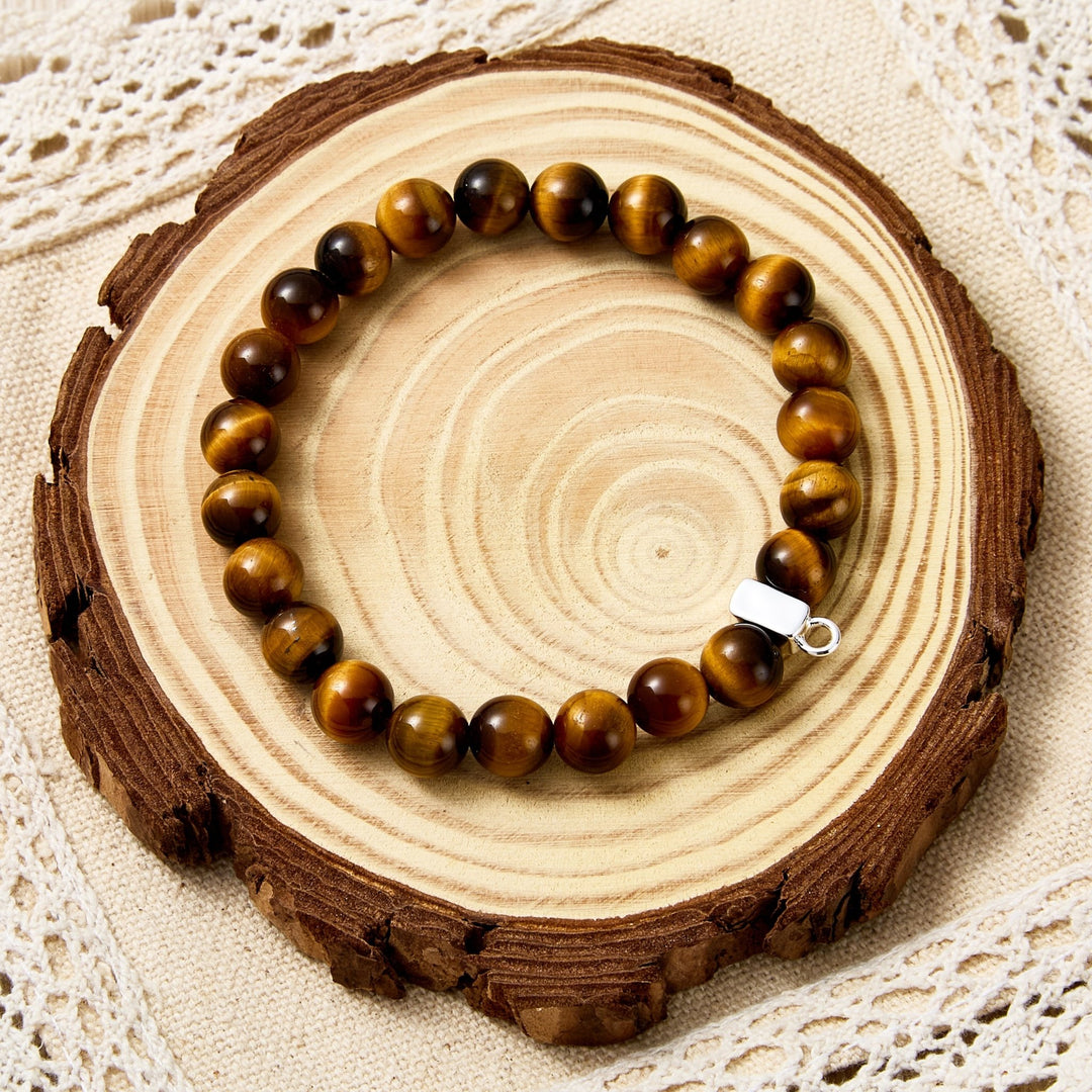 Tiger's Eye Gemstone Charm Stretch Bracelet - Philip Jones Jewellery