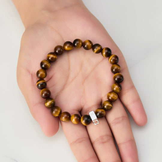 Tiger's Eye Gemstone Charm Stretch Bracelet - Philip Jones Jewellery