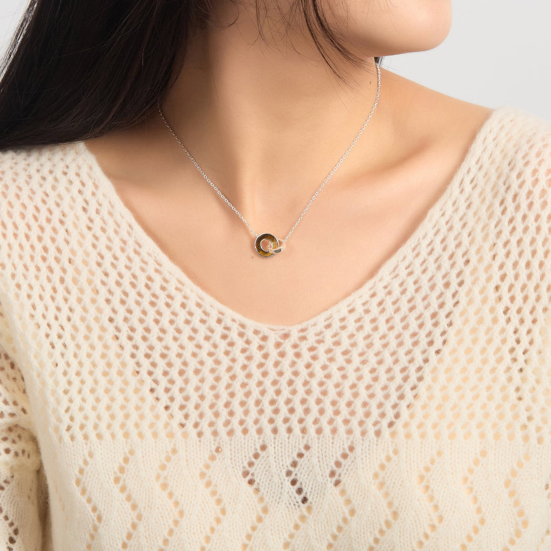 Tigers Eye Gemstone Circle Link Necklace - Philip Jones Jewellery