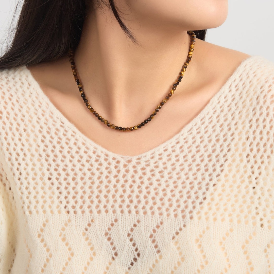 Tigers Eye Mini Beaded Gemstone Necklace - Philip Jones Jewellery