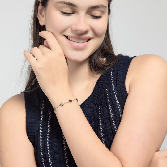 Tigers Eye Multi Clover Friendship Slider Bracelet