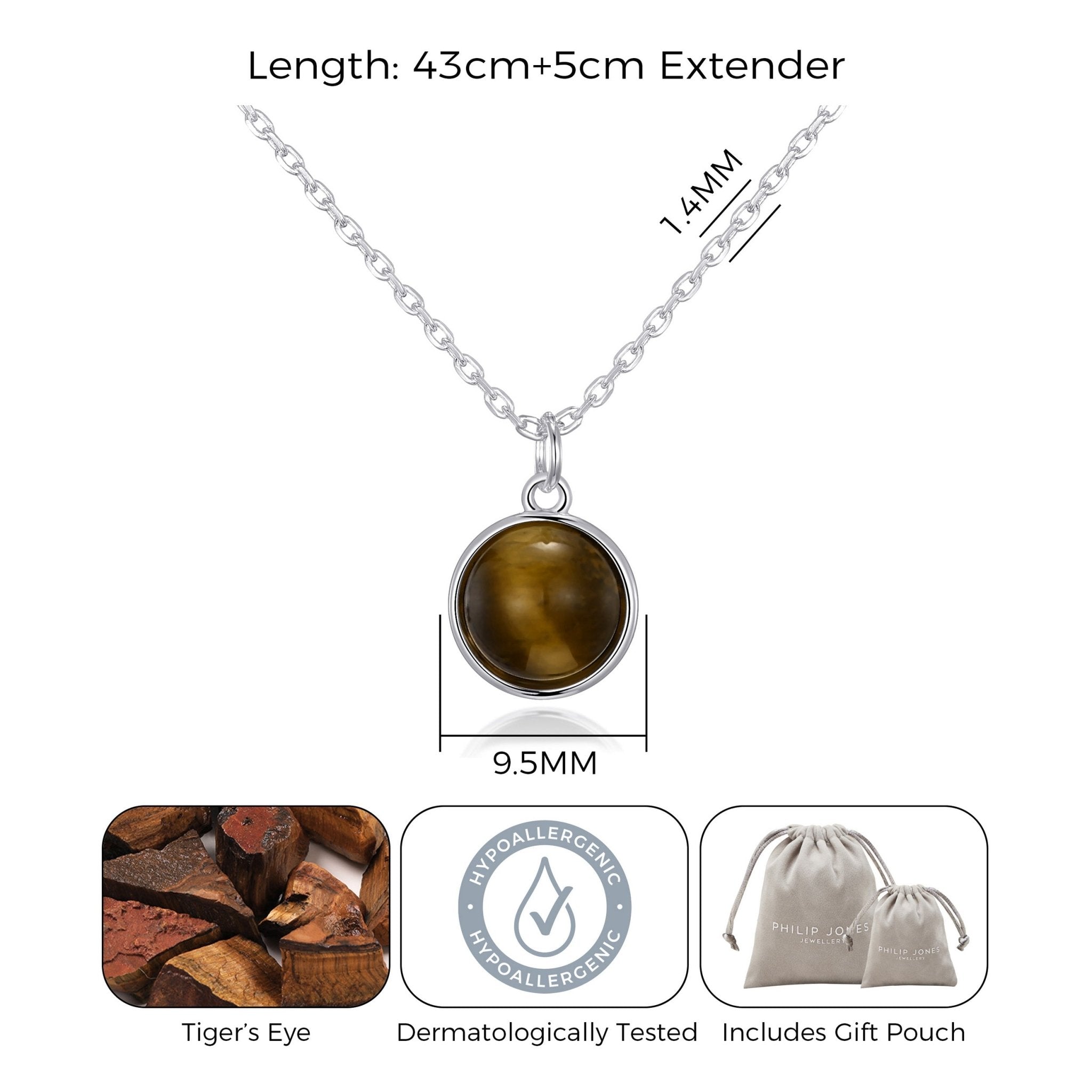 Tiger's Eye Necklace with Quote Card - Philip Jones Jewellery