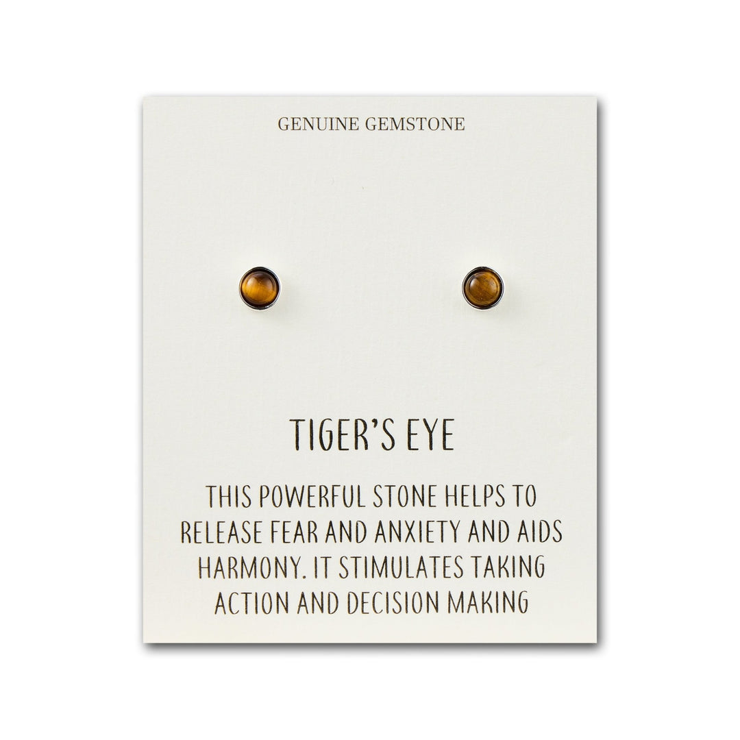 Tigers Eye Stud Earrings with Quote Card - Philip Jones Jewellery