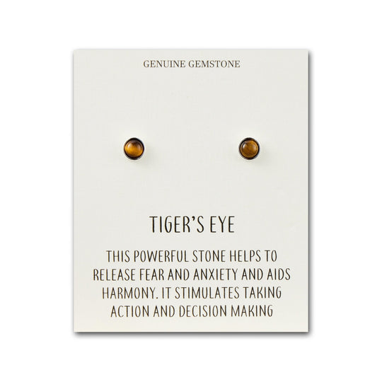 Tigers Eye Stud Earrings with Quote Card - Philip Jones Jewellery