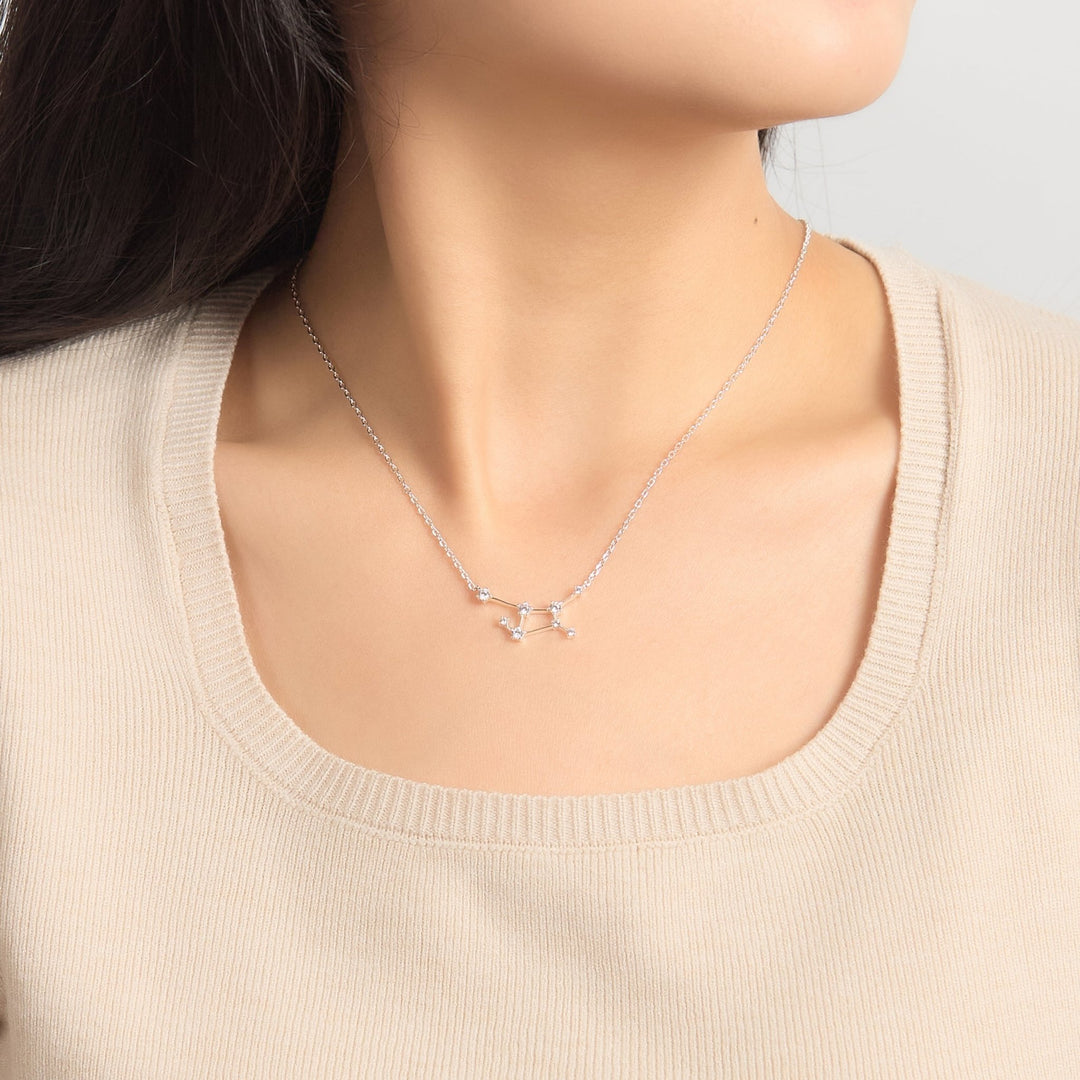 Virgo Star Sign Zodiac Constellation Necklace and Quote Card with Zircondia® Crystals - Philip Jones Jewellery
