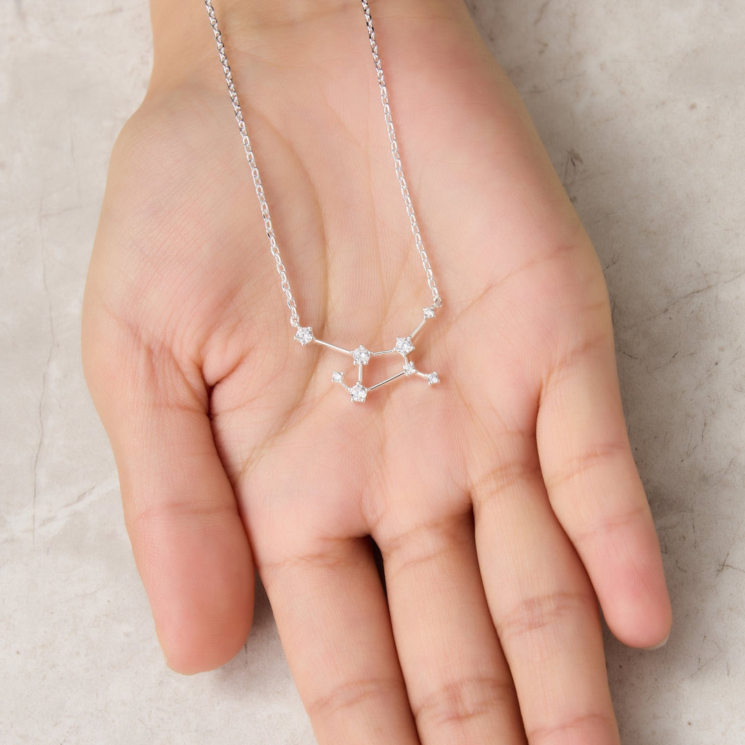 Virgo Star Sign Zodiac Constellation Necklace with Zircondia® Crystals - Philip Jones Jewellery