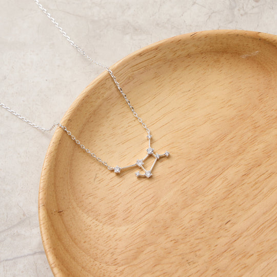 Virgo Star Sign Zodiac Constellation Necklace with Zircondia® Crystals - Philip Jones Jewellery