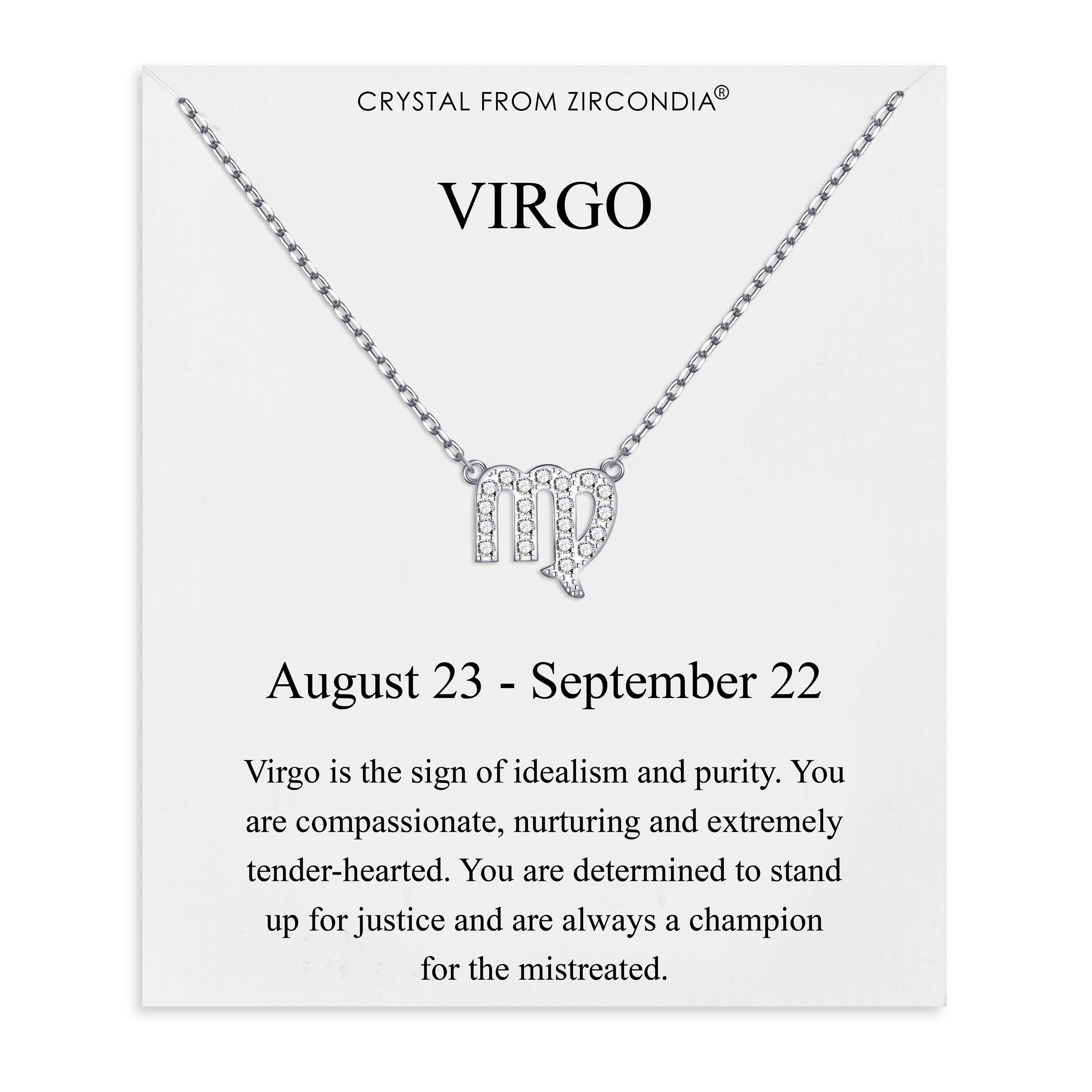 Virgo Zodiac Star Sign Necklace Created with Zircondia® Crystals