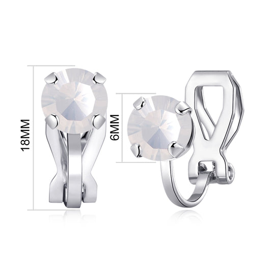 White Opal Crystal Clip On Earrings Created with Zircondia® Crystals - Philip Jones Jewellery