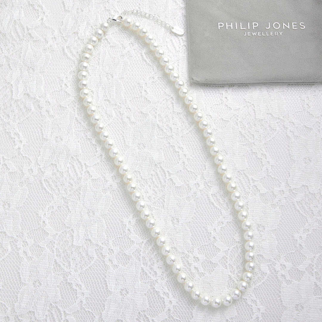 White Pearl Strand Choker Bridal Necklace - Philip Jones Jewellery