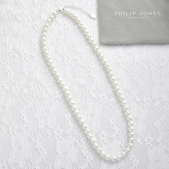 White Pearl Strand Choker Bridal Necklace - Philip Jones Jewellery