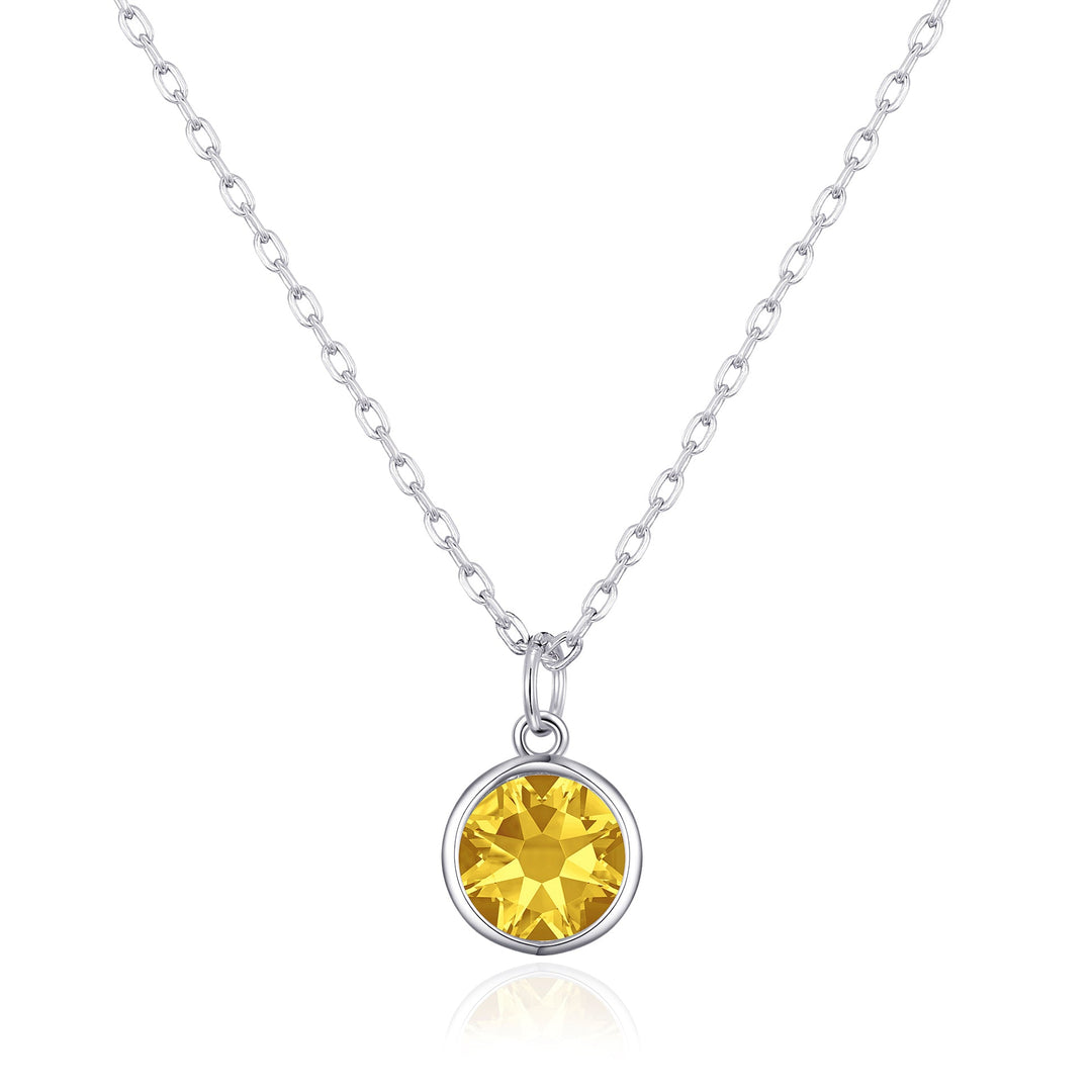 Yellow Crystal Necklace Created with Zircondia® Crystals - Philip Jones Jewellery