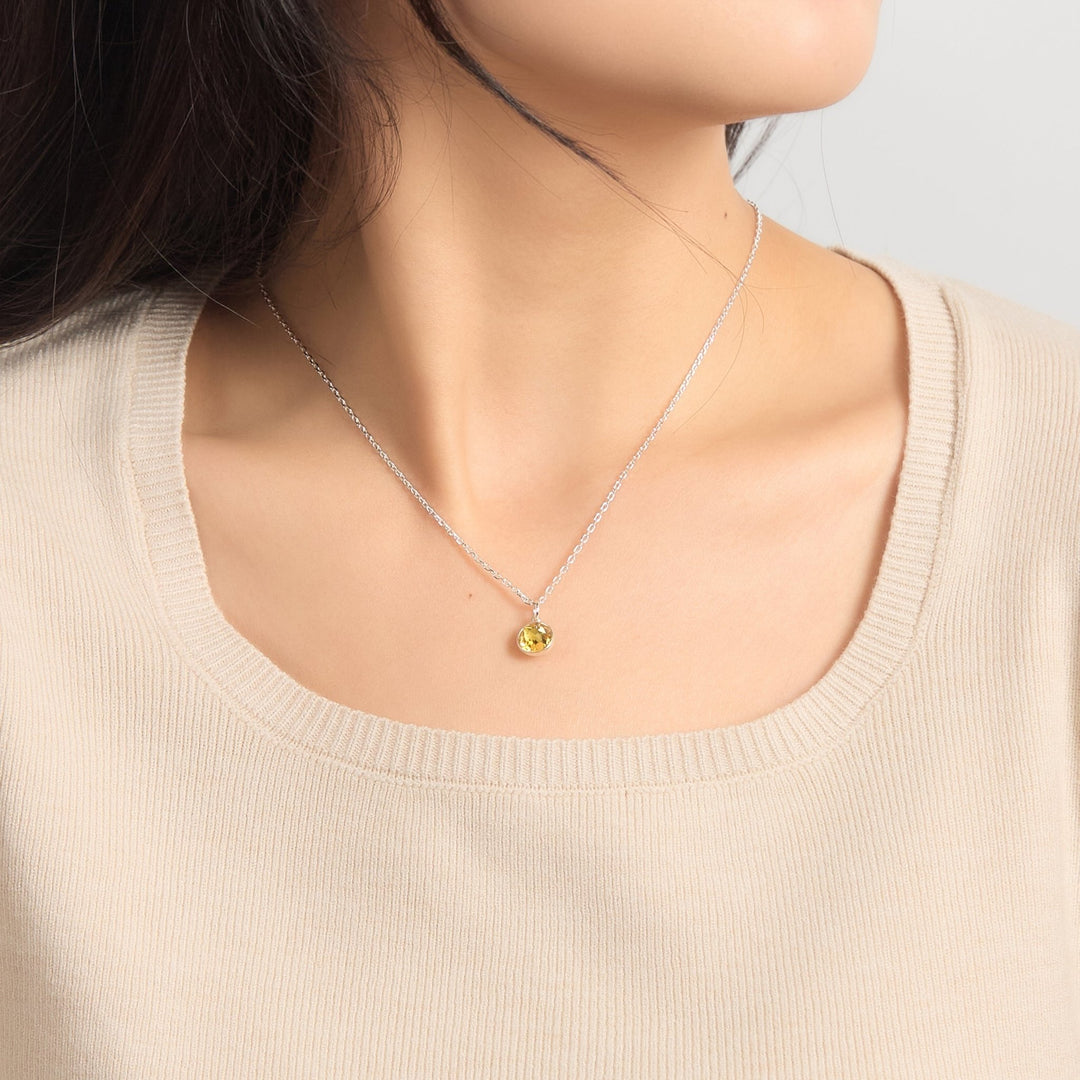 Yellow Crystal Necklace Created with Zircondia® Crystals - Philip Jones Jewellery
