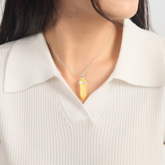 Yellow Quartz Gemstone Necklace with Quote Card - Philip Jones Jewellery