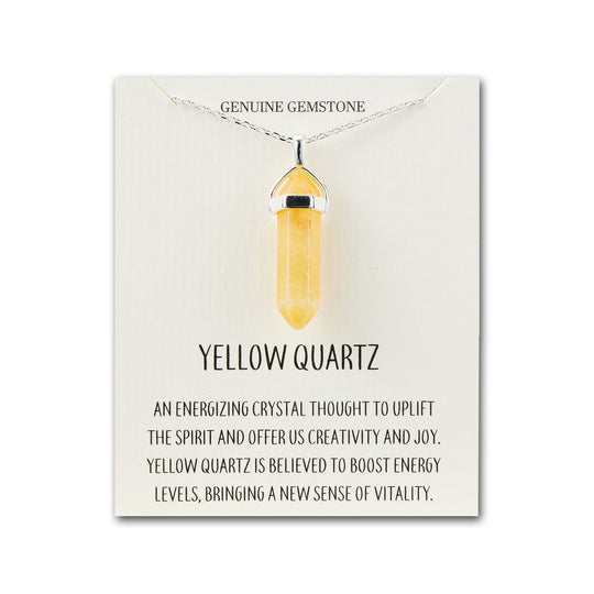 Yellow Quartz Gemstone Necklace with Quote Card - Philip Jones Jewellery