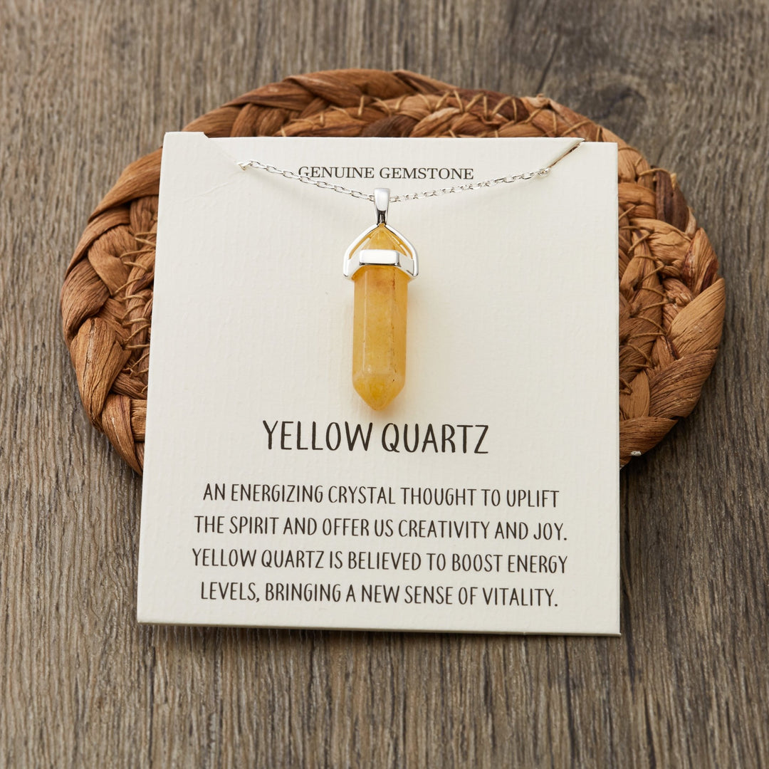 Yellow Quartz Gemstone Necklace with Quote Card - Philip Jones Jewellery