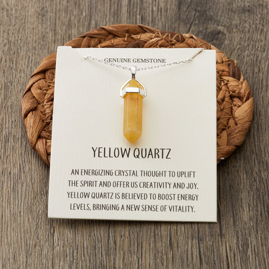 Yellow Quartz Gemstone Necklace with Quote Card - Philip Jones Jewellery