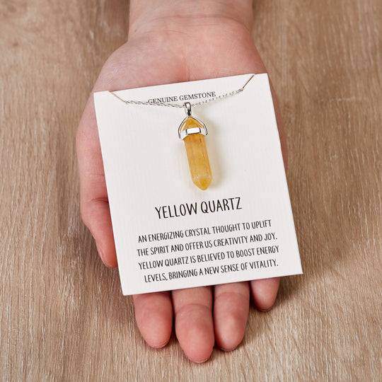 Yellow Quartz Gemstone Necklace with Quote Card - Philip Jones Jewellery