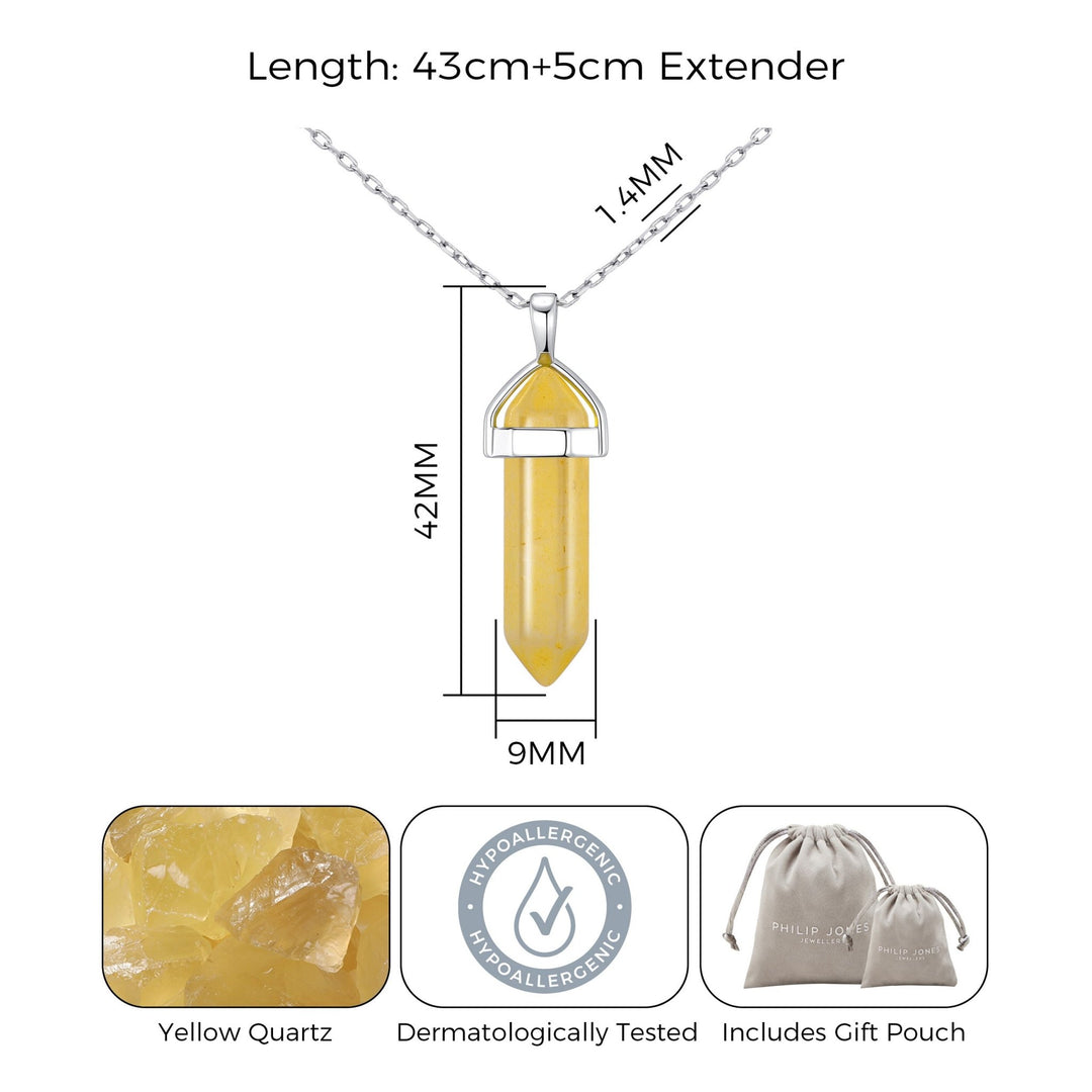 Yellow Quartz Genuine Gemstone Necklace - Philip Jones Jewellery