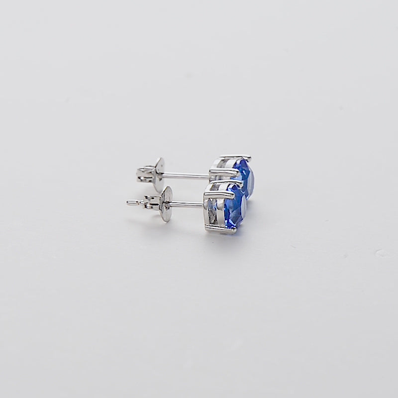 Dark Blue Stud Earrings Created with Zircondia® Crystals Video