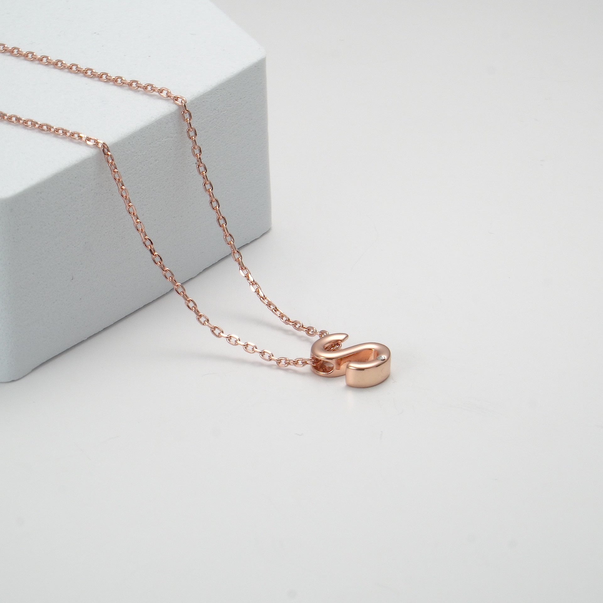 Rose Gold Plated Initial Necklace Letter S Created with Zircondia® Crystals Video