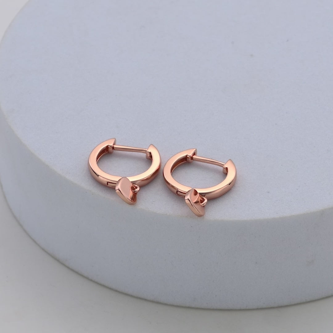 Rose Gold Plated Heart Charm Hoop Earrings Video