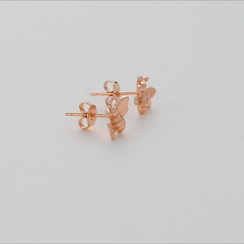 Rose Gold Plated Bumble Bee Earrings Video