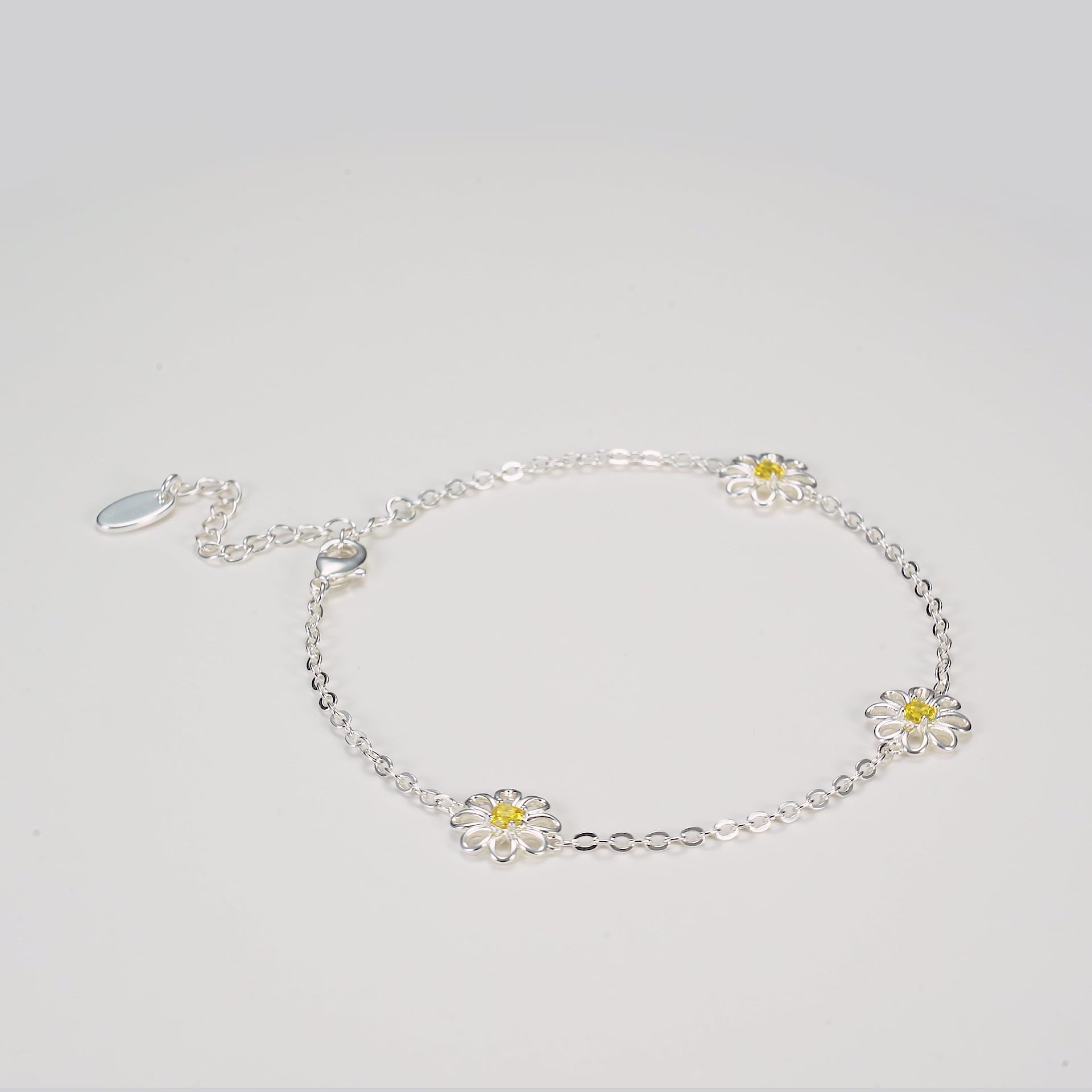 Crystal Daisy Anklet Created with Zircondia® Crystals