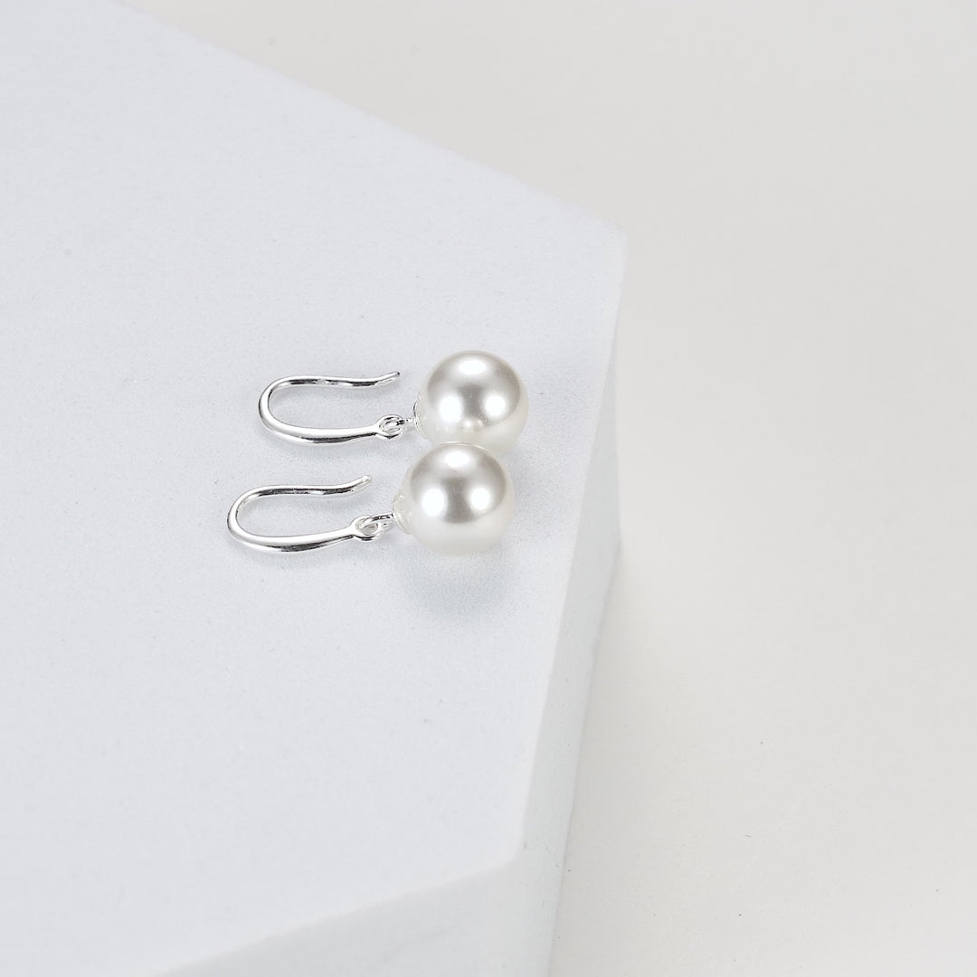 Sterling Silver White Pearl Drop Earrings Video