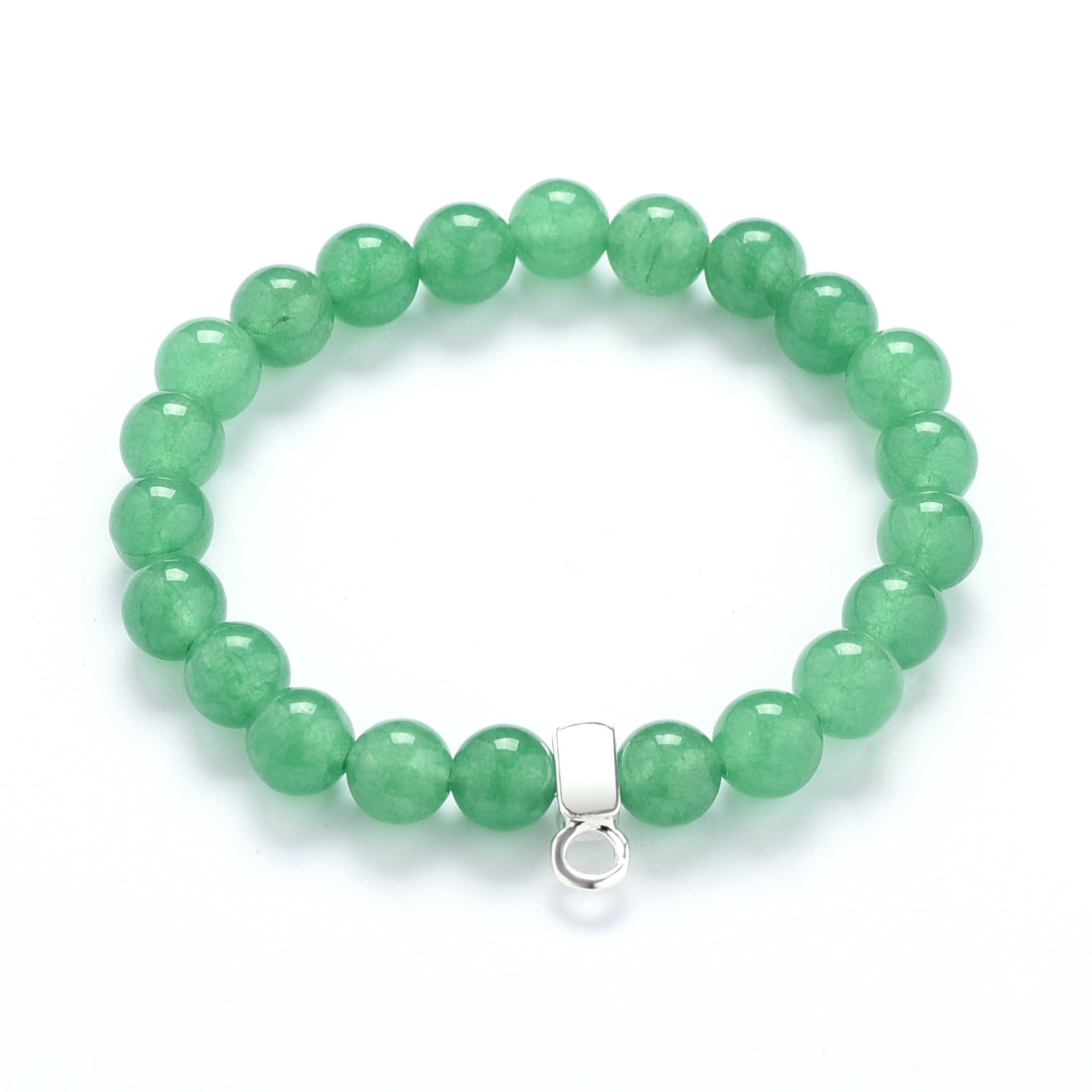 Green Aventurine Gemstone Charm Stretch Bracelet by Philip Jones Jewellery
