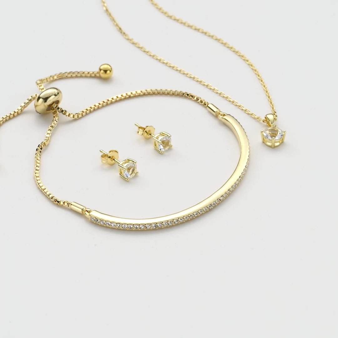 Gold Plated Friendship Set Created with Zircondia® Crystals Video