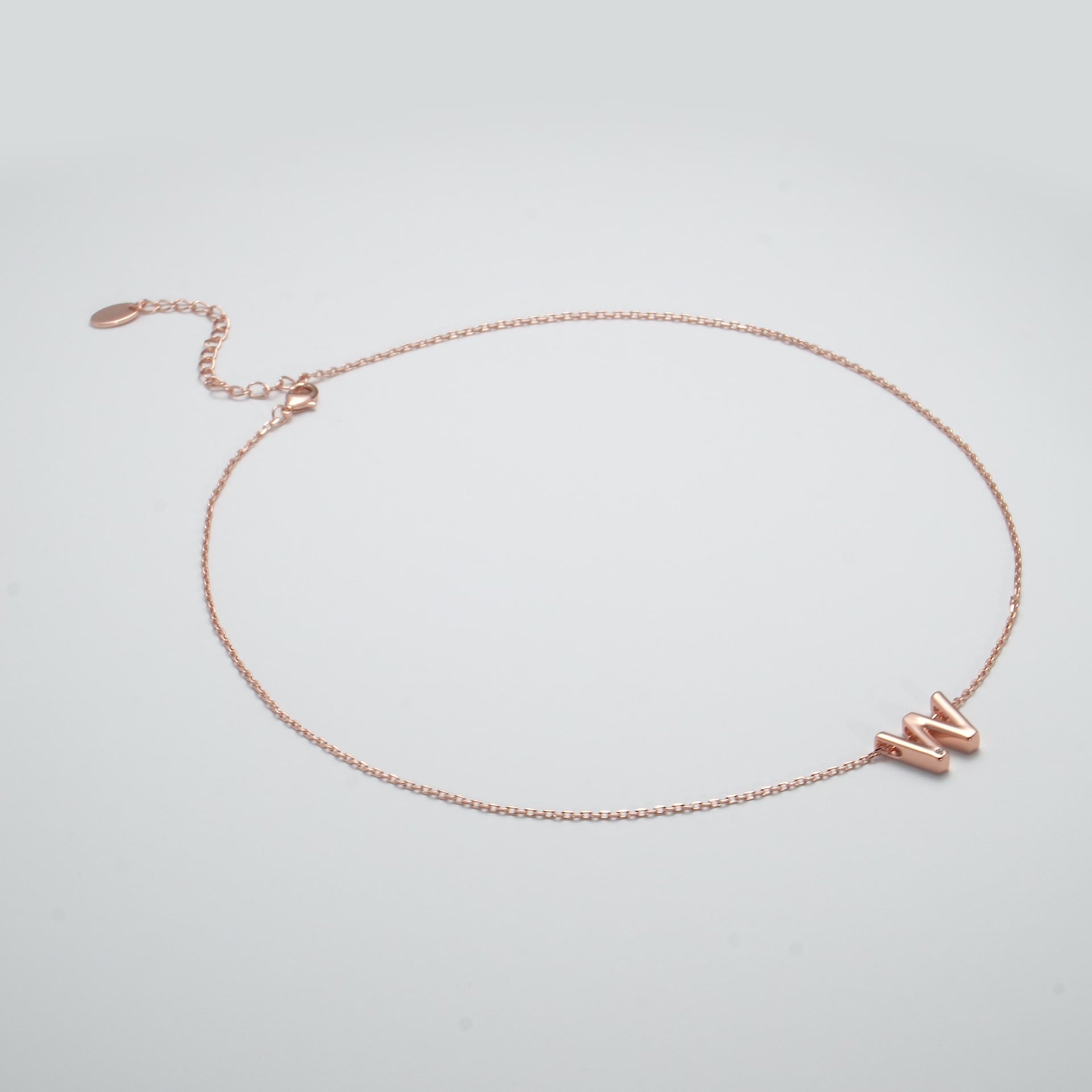 Rose Gold Plated Initial Necklace Letter W Created with Zircondia® Crystals Video