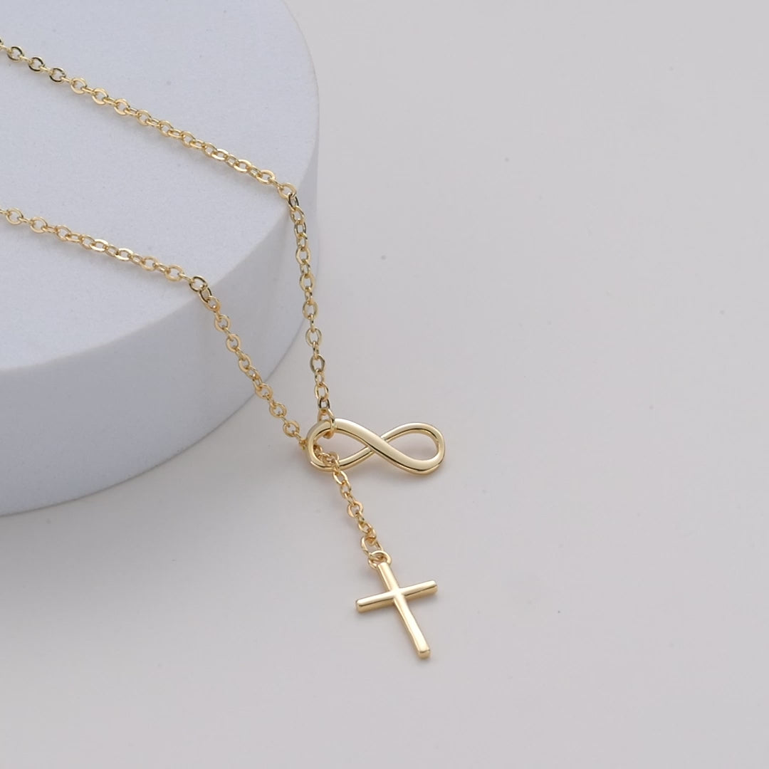 Gold Plated Infinity with Cross Necklace Video