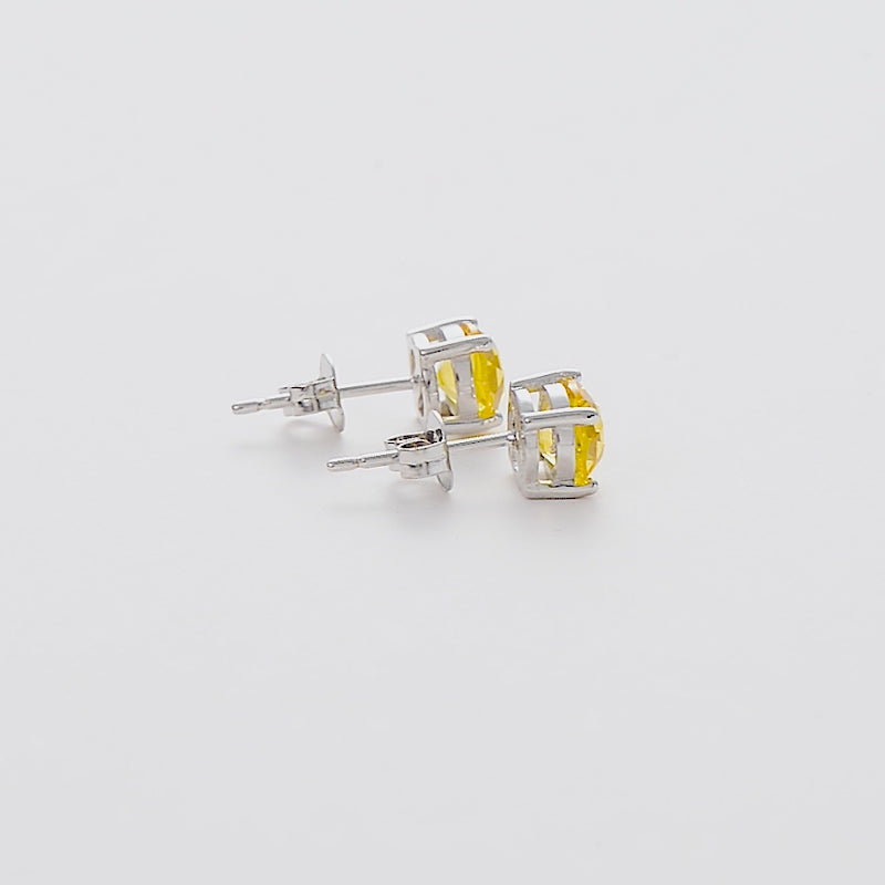 Yellow Stud Earrings Created with Zircondia® Crystals Video