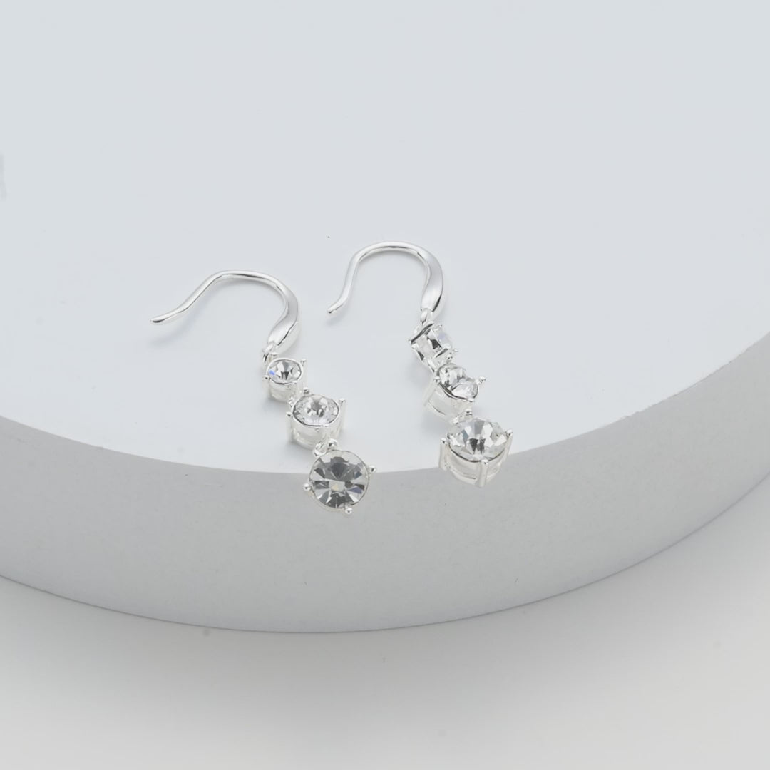 Graduated Drop Earrings Created with Zircondia® Crystals Video