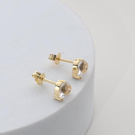 Gold Plated Heart Earrings Created with Zircondia® Crystals Video