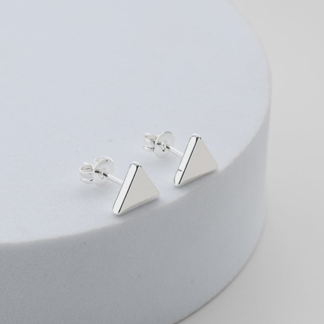 Silver Plated Triangle Stud Earrings Video