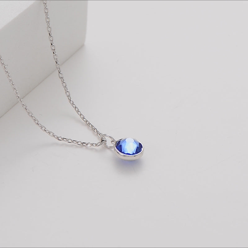 Dark Blue Crystal Necklace Created with Zircondia® Crystals Video
